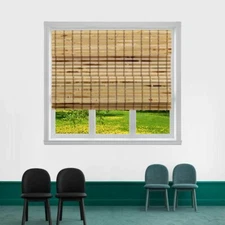 TJ GLOBAL Cordless Flatstick Bamboo Roman Window Blind Sun Shade, Light...