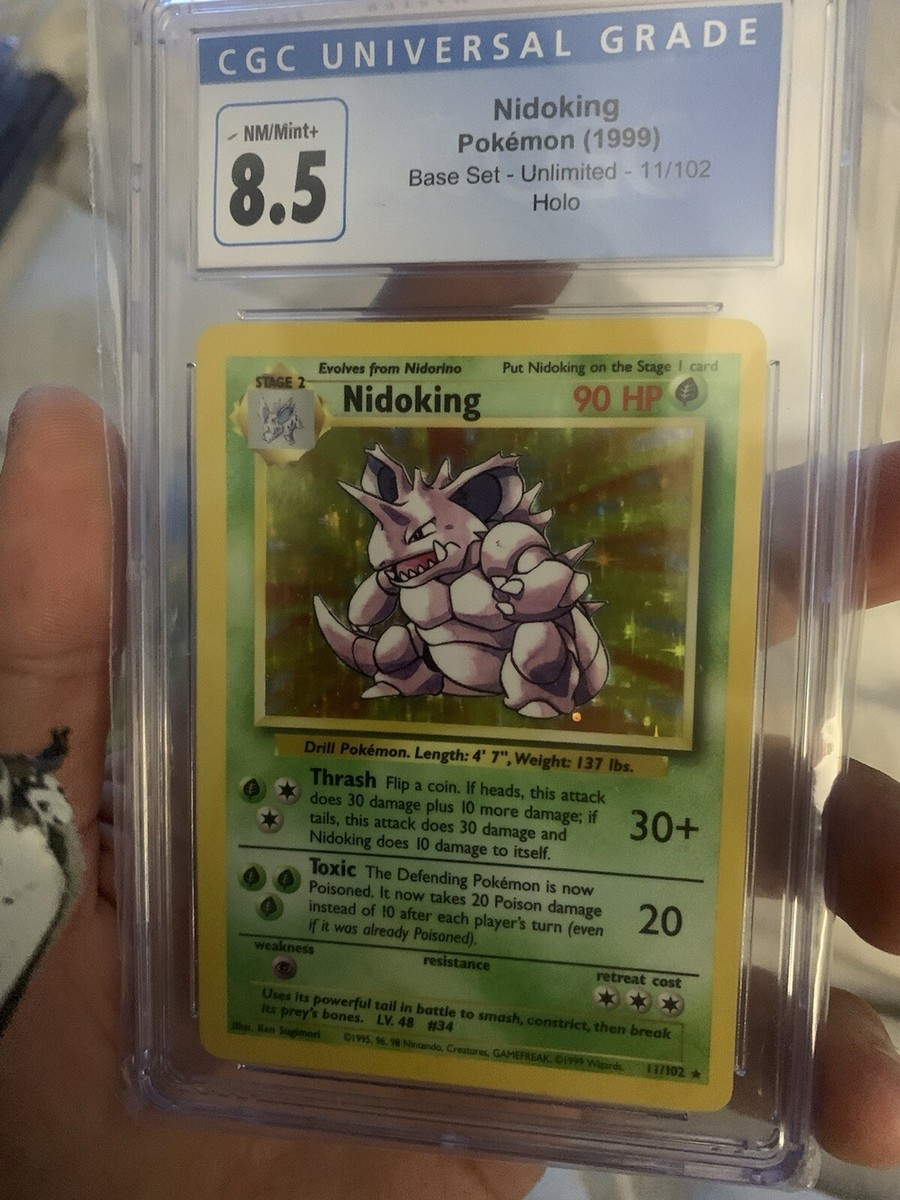 1999 Pokemon Nidoking 11/102 Base Set Unlimited CGC 8.5 (PSA BGS) NM/MINT+  Holo