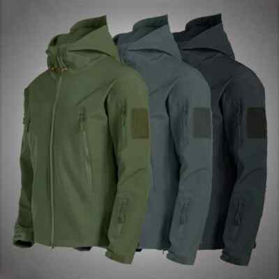 2025 Men's Windproof Waterproof Shark Skin Soft Shell Hooded Jacket