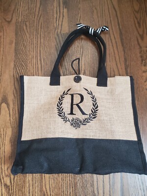  Monogrammed Jute Tote, Beach Bag , Personalized R