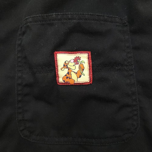 VTG Disney Overall Shorts Kids XL Black Denim Tigger Pooh Embroidered Shortalls - Picture 9 of 17