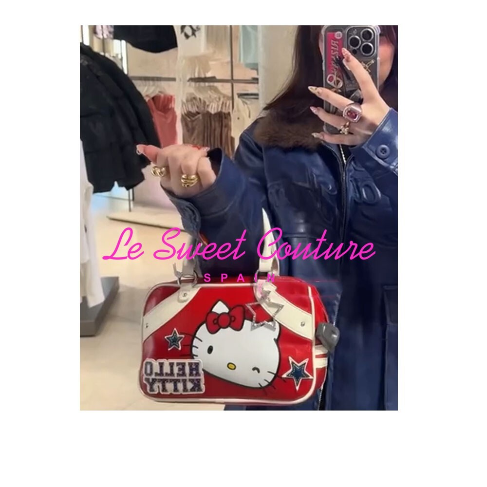 Bershka|ハローキティ ボウリングバッグ コラボ限定 赤 可愛い BERSHKA WOMAN NWT SS25 Hello Kitty bowling bag red 4131/162