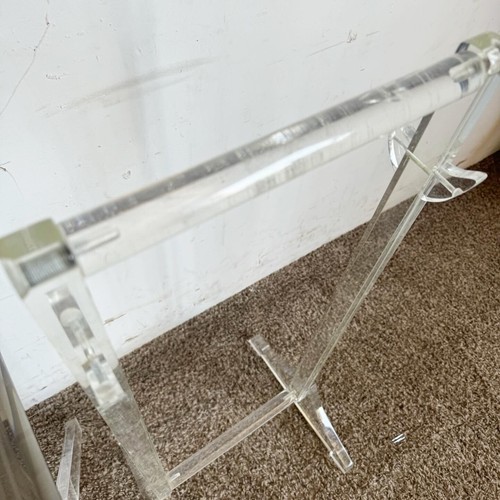 Mid Century Modern Clear and Smoked Lucite Gold Up Tray Table Set - 3 Pieces - Picture 7 of 10