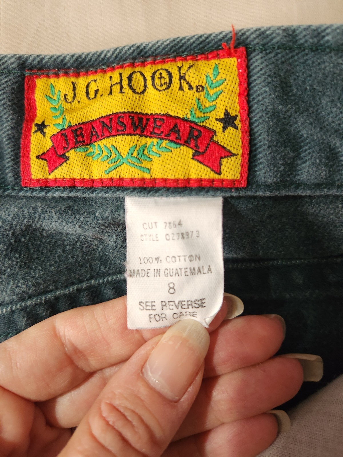 Vintage JG Hook 90s High Waisted Green Jeans, size 8 … Gem