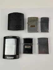 Lot 5 Vintage & New Zippo lighters Some need flints Chrome Black Airco Slim