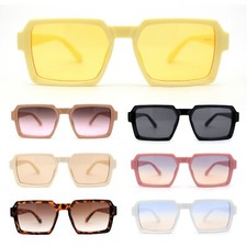 Mod Thin Plastic Squared Horned Sunglasses