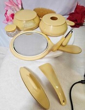 10pcs VTg Celluloid Vanity Dresser Set Powder Brush Mirror manicure- READ- A16