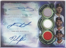 CHRIS SALE, J.D MARTINEZ & DAVID PRICE 2019 TRIPLE THREADS AUTO RELIC COMBO CARD