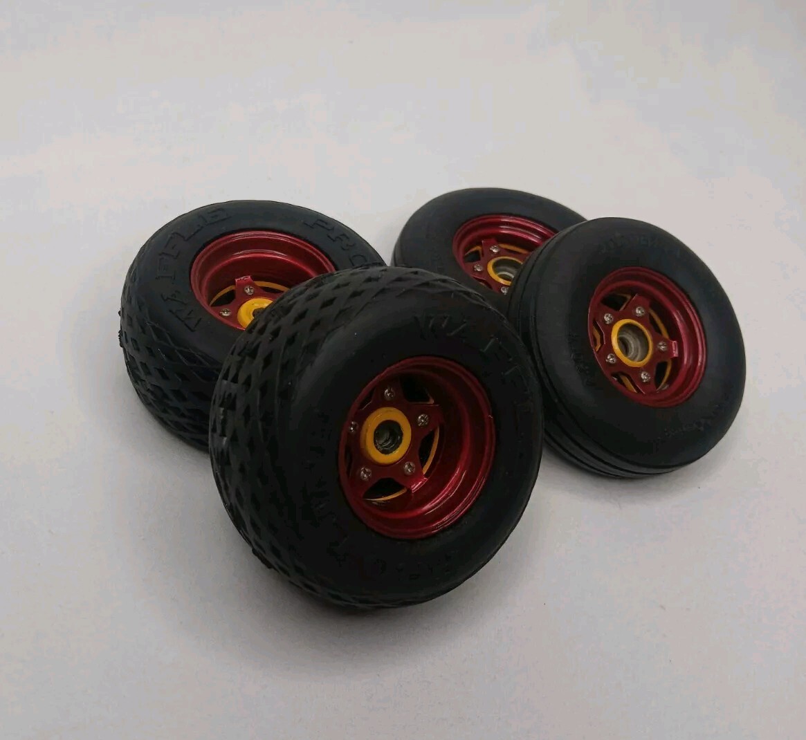 Vintage Tamiya 1/10 RC Custom Wheels And Tires For Brat, Bug Or Buggy 1980's-image
