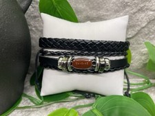 2 PC Football Leather Bracelet Stackable Adjustable Tie New Free Ship B2807