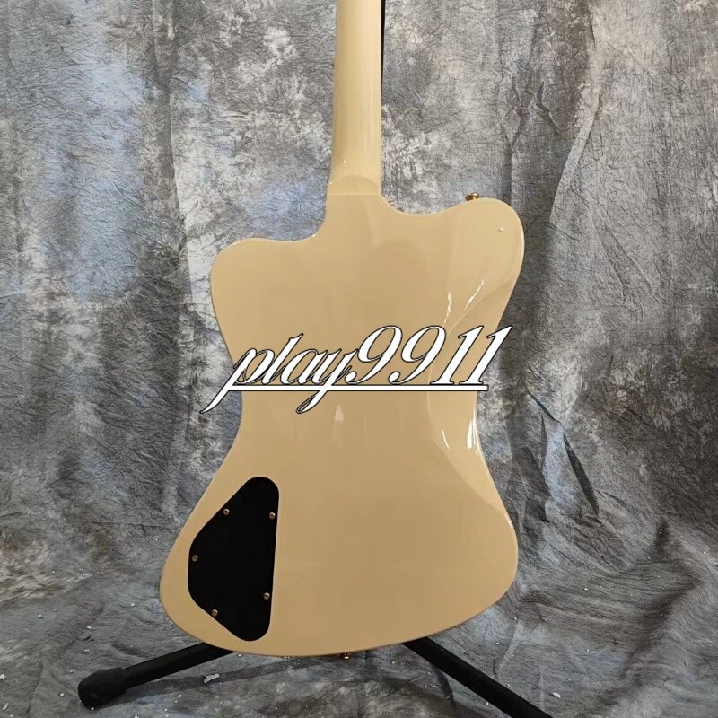 Cream Yellow Thunderbird Electric Guitar Nonreverse Model Tremolo Gold