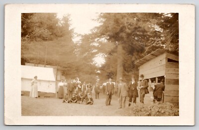 Oregon RPPC People Park Tents Men Women Children Fair Forest c1910 Postcard K24