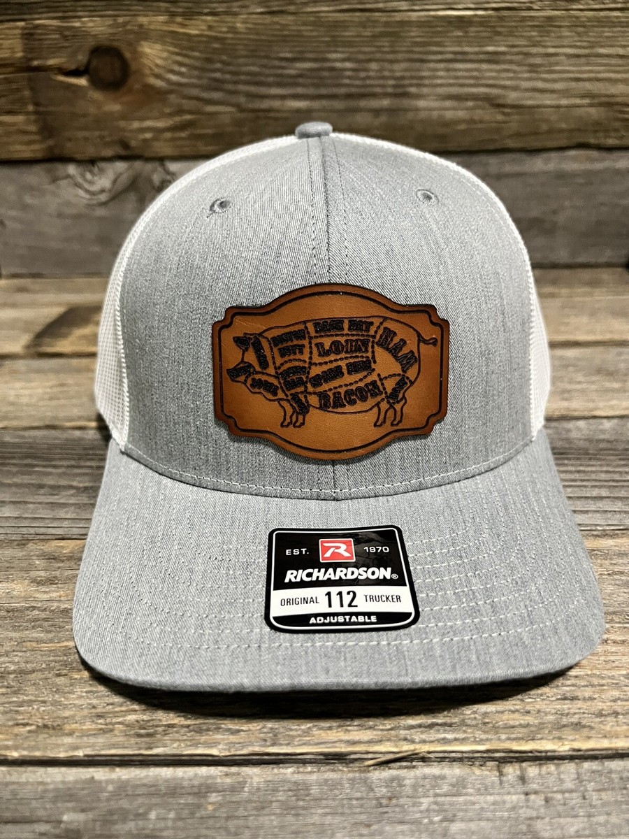 帽子 Butcher Products hat 7 1/2 Nothing Fancy Butcher Pig Cut Leather Patch Trucker Hat | eBay