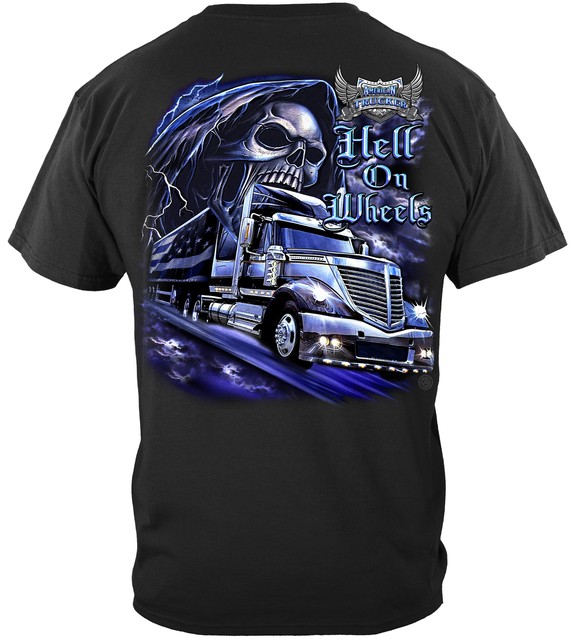 Truck Driver T Shirt 18 Wheeler Semi Truck Grim Reaper Skull Trucker