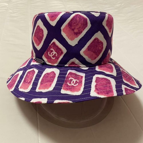 AUTH CHANEL BUCKET HAT PINK PURPLE 