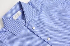 Eton Contemporary Fit Blue/White Gingham Check Dress Shirt Men's Size: 15/32
