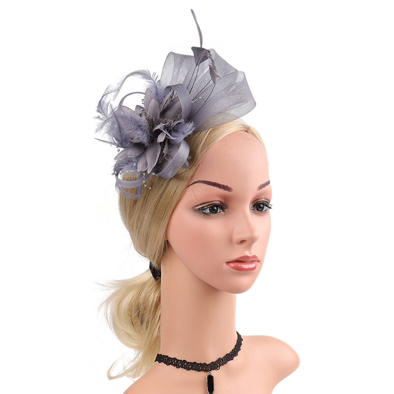 Bridal Wedding Hair Accessories Solid Color Mesh Flower Hair Clip