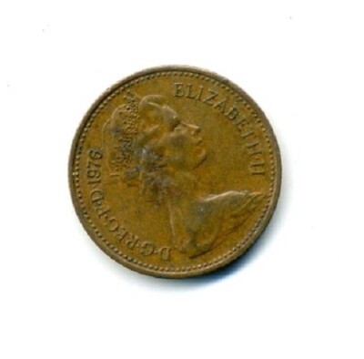 1976 UK Great Britain One 1 New Penny Coin Queen Elizabeth II (#2)