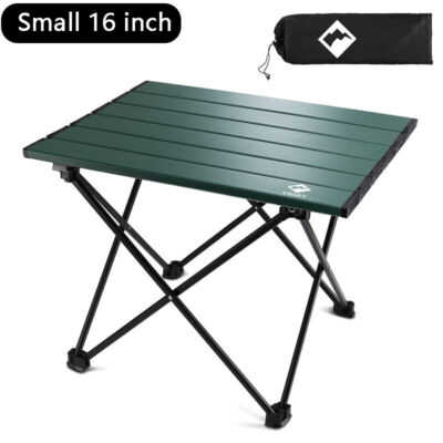 VILLEY 16 in Camping Side Table Aluminum Roll Up Folding Beach Table w/Bag Green