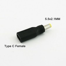 1x USB 3.1 Type C Female to 5.5mm x 2.1mm Male DC Power Charge Adapter Connector