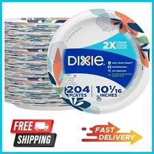 Dixie Large Paper Plates,10 Inch, 204 Count,2X Stronger,Microwave-Safe-Strong-US