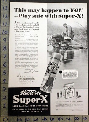 1934 WESTERN SUPER-X SHOT GUN CARTRIDGE SPORT HUNT DUCKBOAT LOUISIANA AD 30779