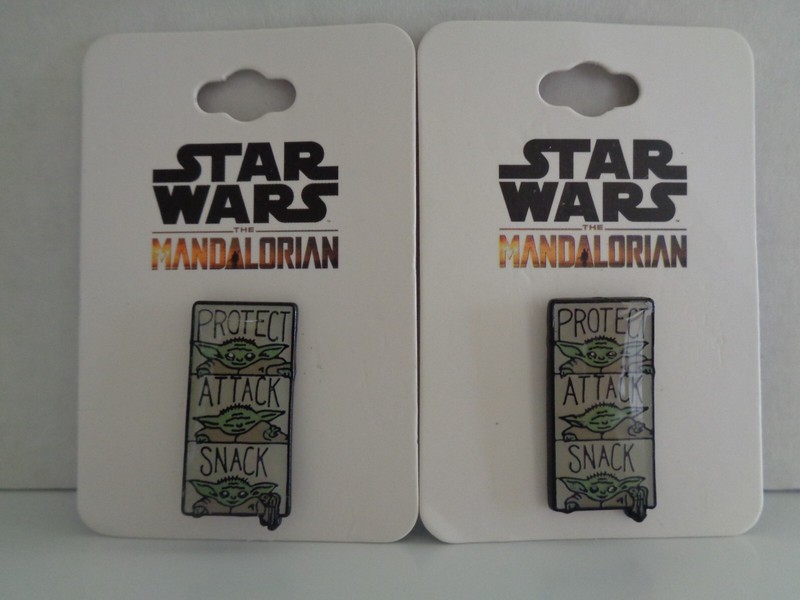 2 Disney Trading Pins Star Wars The Mandalorian The Child Protect, Attack, Snack