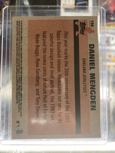 DANIEL MENGDEN TOPPS UPDATE 1983 SILVER PACK MOJO REFRACTOR RC A'S #136 2018 - Afbeelding 2 van 2