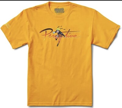 New Primitive Apparel X Naruto Nuevo Gold Mens Sport S/S T Shirt NWT