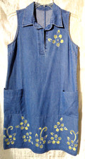 Vintage Denim Co Blue Jean 2 Pocket Denim Dress Sleeveless Prairie Medium