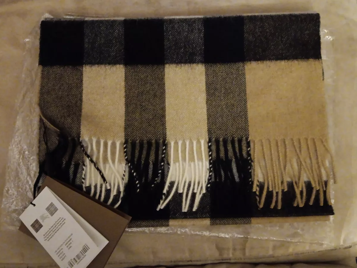 Half mega hotsell check cashmere scarf