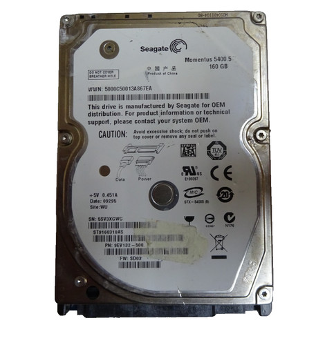 160GB SATA HDD SEAGATE Momentus 5400.5 ST916030AS S/N: 5SV3XGWG 2,5 " #NFP1126