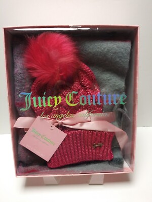 SUMMER PACKAGE とWINTER PACKAGE Juicy Couture Los Angeles Hat & Scarf Gift Set Pink And Gray New