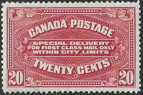 Canada #E2 "SPECIAL DELIVERY STAMPS" Fine Mint 1922 Issue (A)