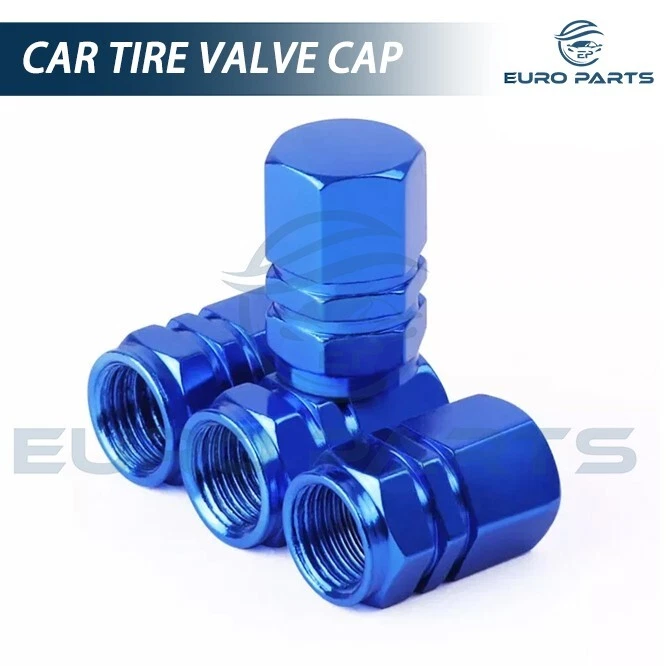 Blue*4 Aluminum Car Tire Valve Caps Tyre Valve Stem Cover Air Dust Wheel Rim Cap - Image 2 of 4