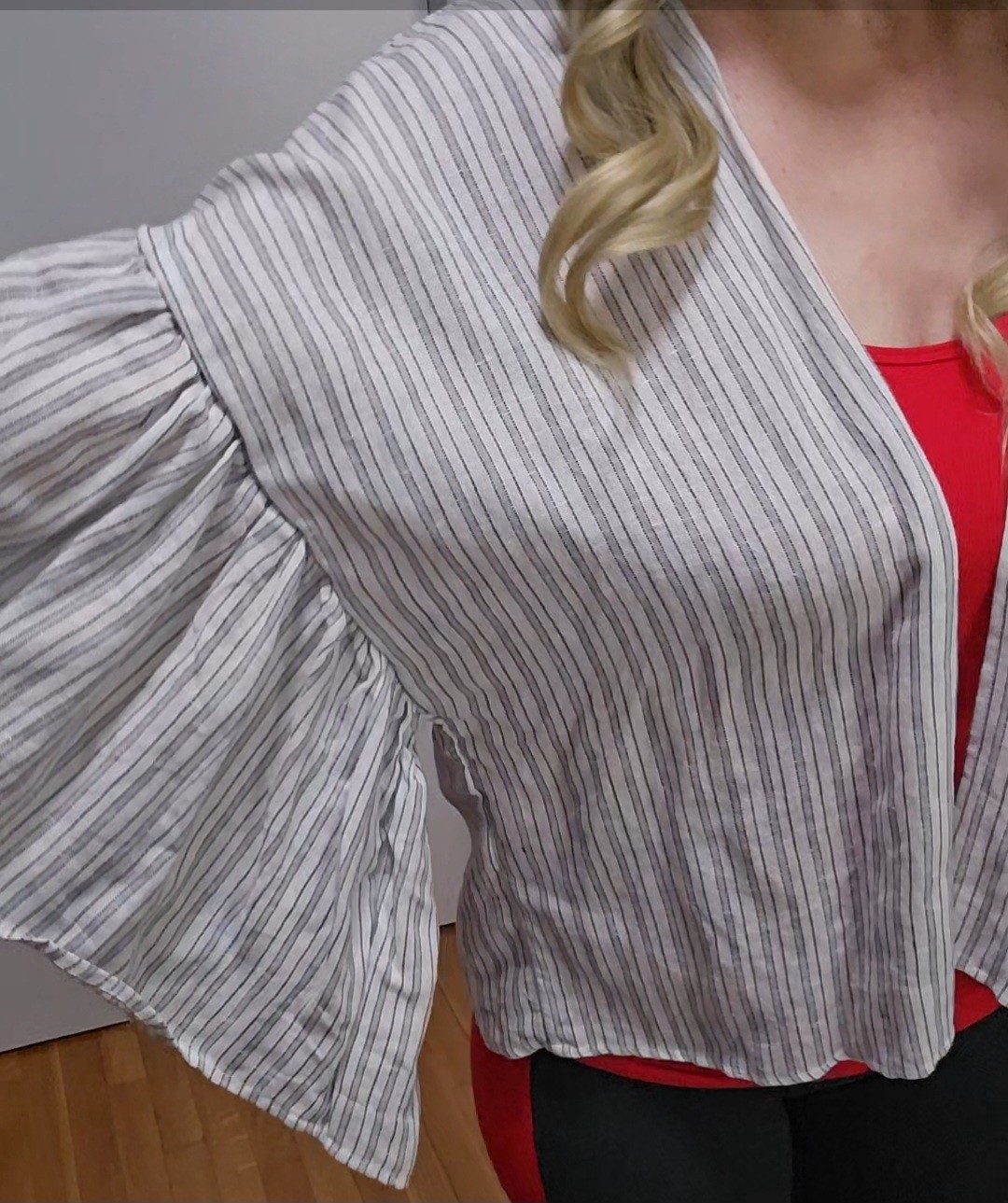 Universal Thread Linen Cotton Striped Kimono Card… - image 2