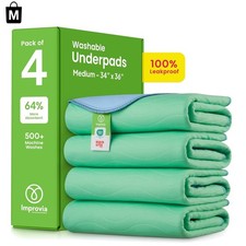 Soft & Leakproof Reusable Incontinence Pads 34&rdquo;x36&rdquo; - 4 Pack for Kids & Pets