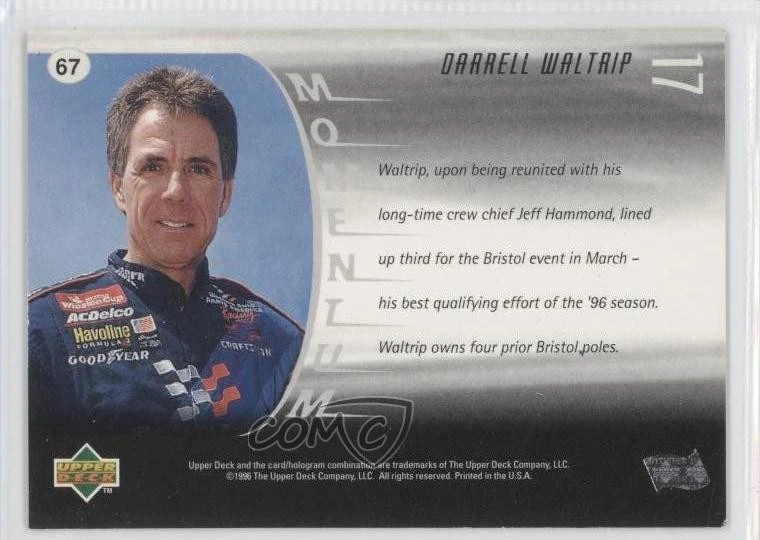 1997 Upper Deck Victory Circle Momentum Darrell Waltrip #67 HOF - Image 2 of 2