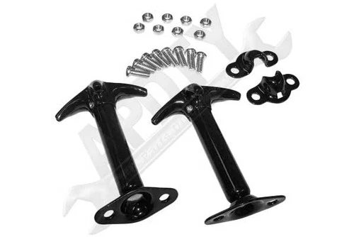 APDTY 108469 Hood Latch Catch Set (2-Pack, Painted Black Steel)