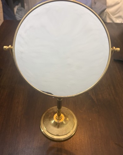 Brass Mirror With Magnification One Side Normal Opposite 12 Inch