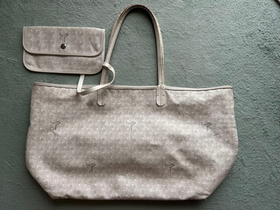 Goyard Saint Louis PM Tote Handbag White PVC Leather Shopper