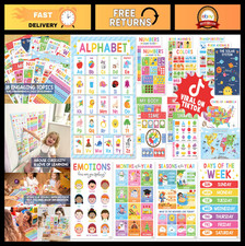 18 Laminated Educational Posters for Toddlers - Preschool Classroom Decor, Alpha