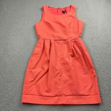 J Crew Dress Womens 6 Coral Pink textured Knee Length Pleated Sleeveless