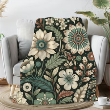 Cottagecore Floral Throw Blanket for Bed Botanical Decor