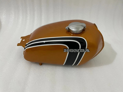 #ad Honda CL350 Scrambler 1973 Golden amp; Black Steel Petrol Gas Tank Cap Fit $390.00