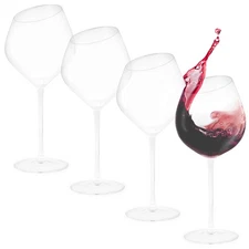 G Francis Large 'Red Wine' Glasses Set of 4 - Slant Rim Wine Glass with Stem