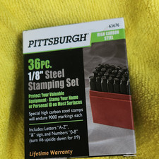 Pittsburgh 36pc High Carbon Steel Letter/Number Punch Set Model 63676