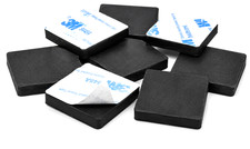 1" Square x 3/16" Black Silicone Rubber Bumper Pads Peel  Stick Non Slip Feet
