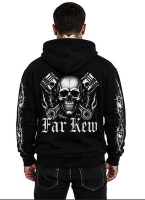 #ad Hoodie Far Kew Skull and Crossed Pistons Black Free Postage AU AU $79.99