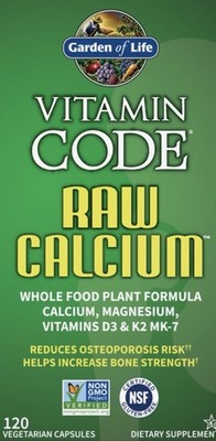 Garden of Life Calcium Magnesium D3 K2 Bone Health Vegetarian Capsules 120ct